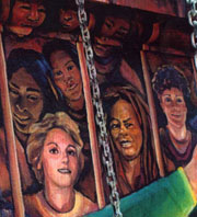 Marilyn Buck in mural on SF Women's Building